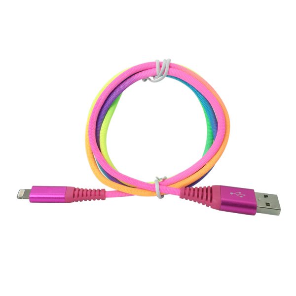 Rainbow Colored USB MFi Cable