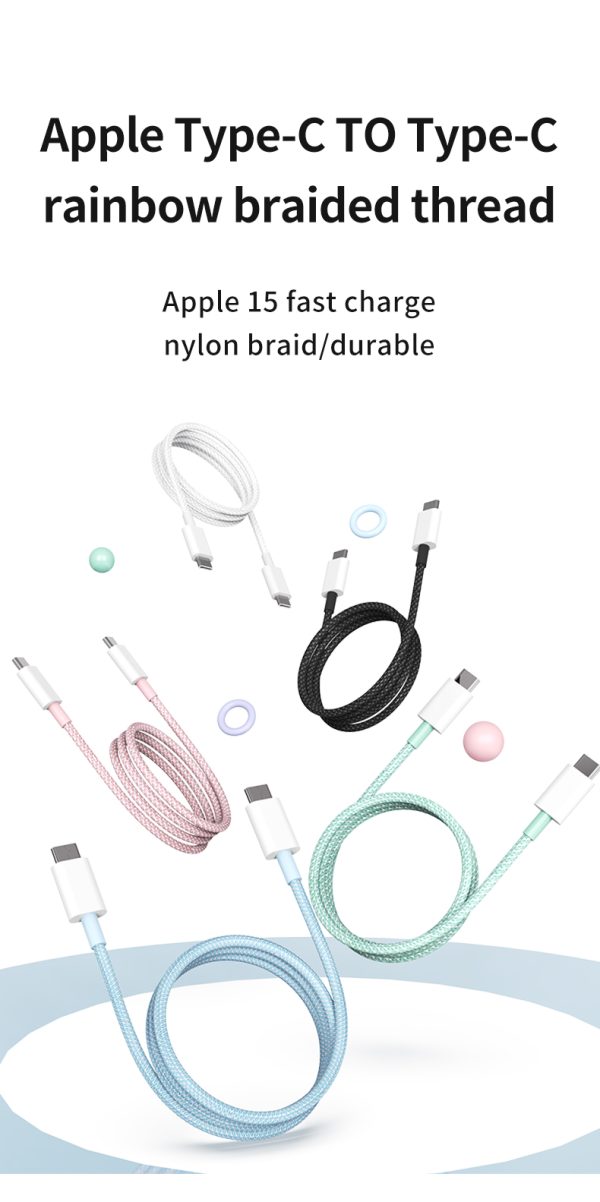 iPhone 15 nylon braided fast charging cable - Image 2