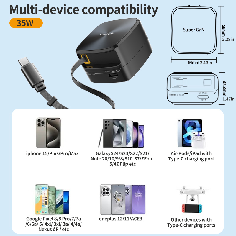 35W GAN Charger with USB C Cable - Image 3