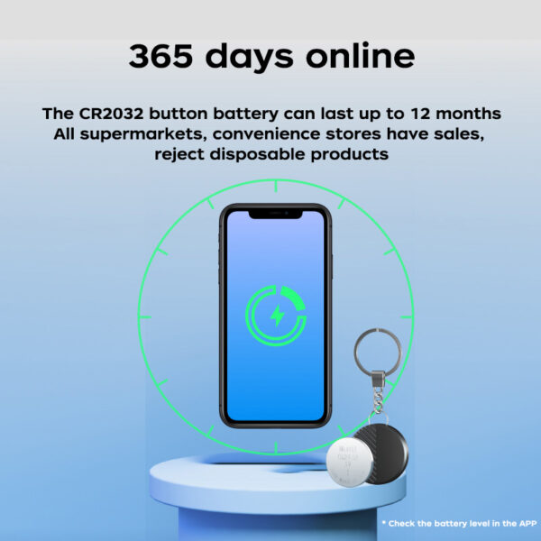 Black Smart AirTag Find My Tag Anti-Lost Tracker with Keychain - Image 5