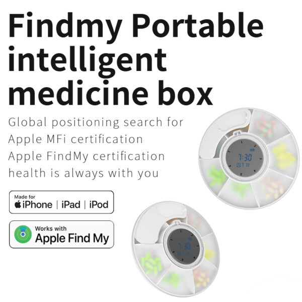 Find My Anti-Lost Alarm Reminder Grid Pill Box with App Reminder Function