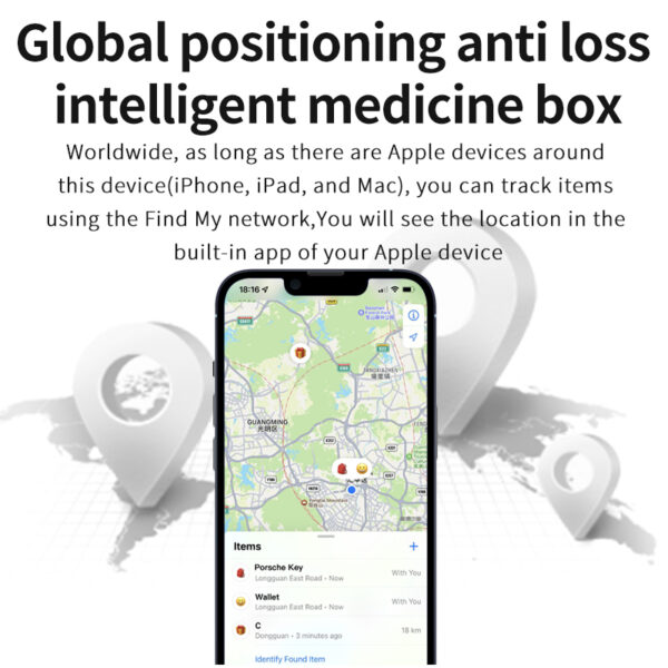 Find My Anti-Lost Alarm Reminder Grid Pill Box with App Reminder Function - Image 2
