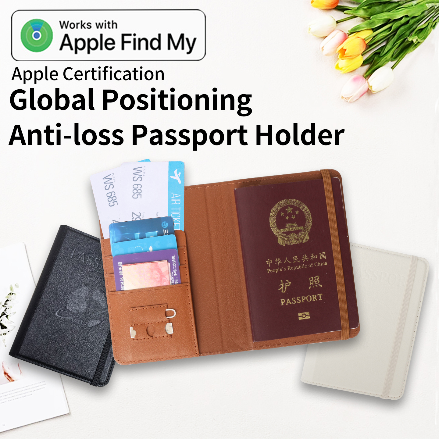 MFi Certified Find My Wallet Passport Holder Finder