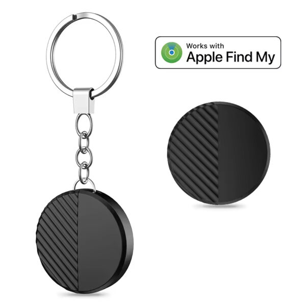 Black Smart AirTag Find My Tag Anti-Lost Tracker with Keychain - Image 6