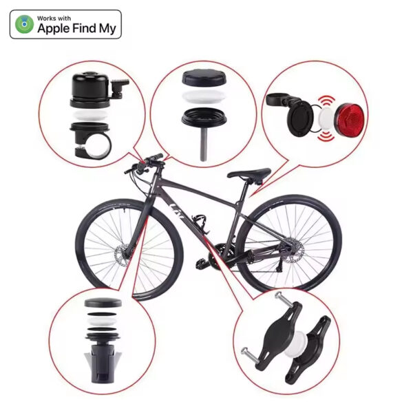 Bicycle Bike Bell Rear Light Bike Mount Finder Find My AirTag Anti-lost Device Gps Locator Tracker for Worldwide Global Locating