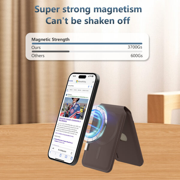 Foldable Adjustable Leather Magnetic Bracket Card Holder with Find My Anti-Lost
