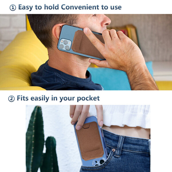 Foldable Adjustable Leather Magnetic Bracket Card Holder with Find My Anti-Lost - Image 3