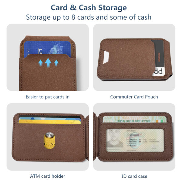 Foldable Adjustable Leather Magnetic Bracket Card Holder with Find My Anti-Lost - Image 5