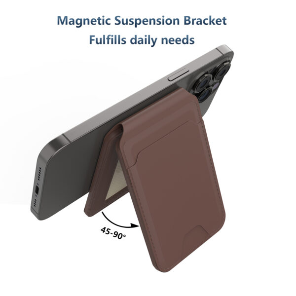 Foldable Adjustable Leather Magnetic Bracket Card Holder with Find My Anti-Lost - Image 6
