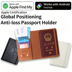 白底 MFi Certified iOS Android Find My Find Hub Wallet Passport Holder Finder