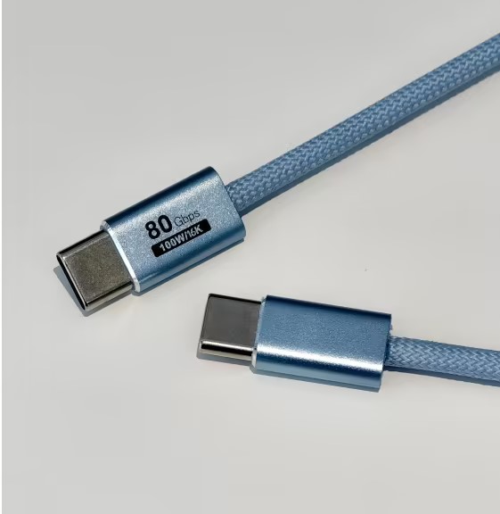 1M USB 4.0 Cable PD100W 80Gbps 16K Thunderbolt 5 Aluminum Alloy Braided HD Video Fast Charging Cable