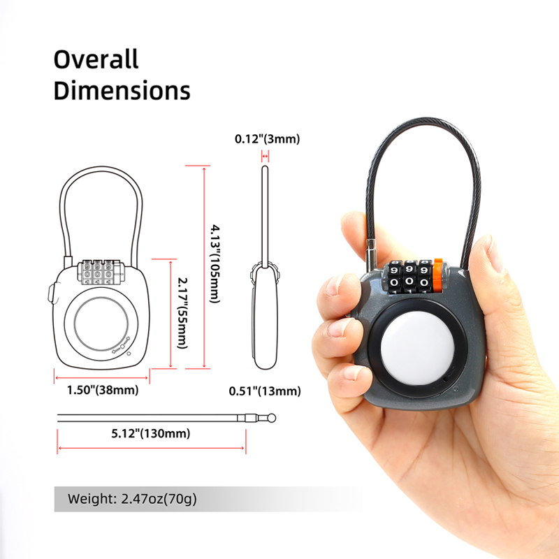 Combination Lock Mini Suitcase Anti-lost IOS Android Find My Air Tag Holder Tracker TSA Customs Lock for Luggage Backpack Travel - 图片 2