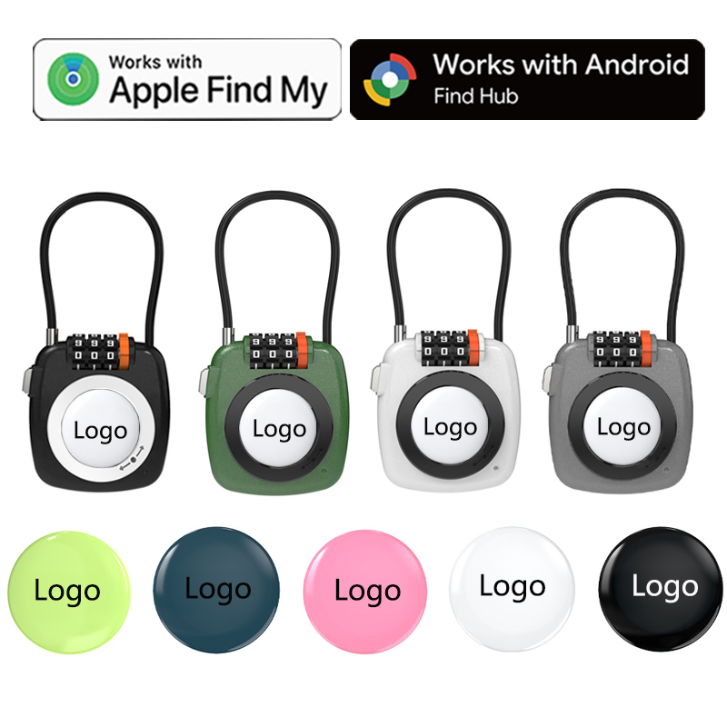 Combination Lock Mini Suitcase Anti-lost IOS Android Find My Air Tag Holder Tracker TSA Customs Lock for Luggage Backpack Travel