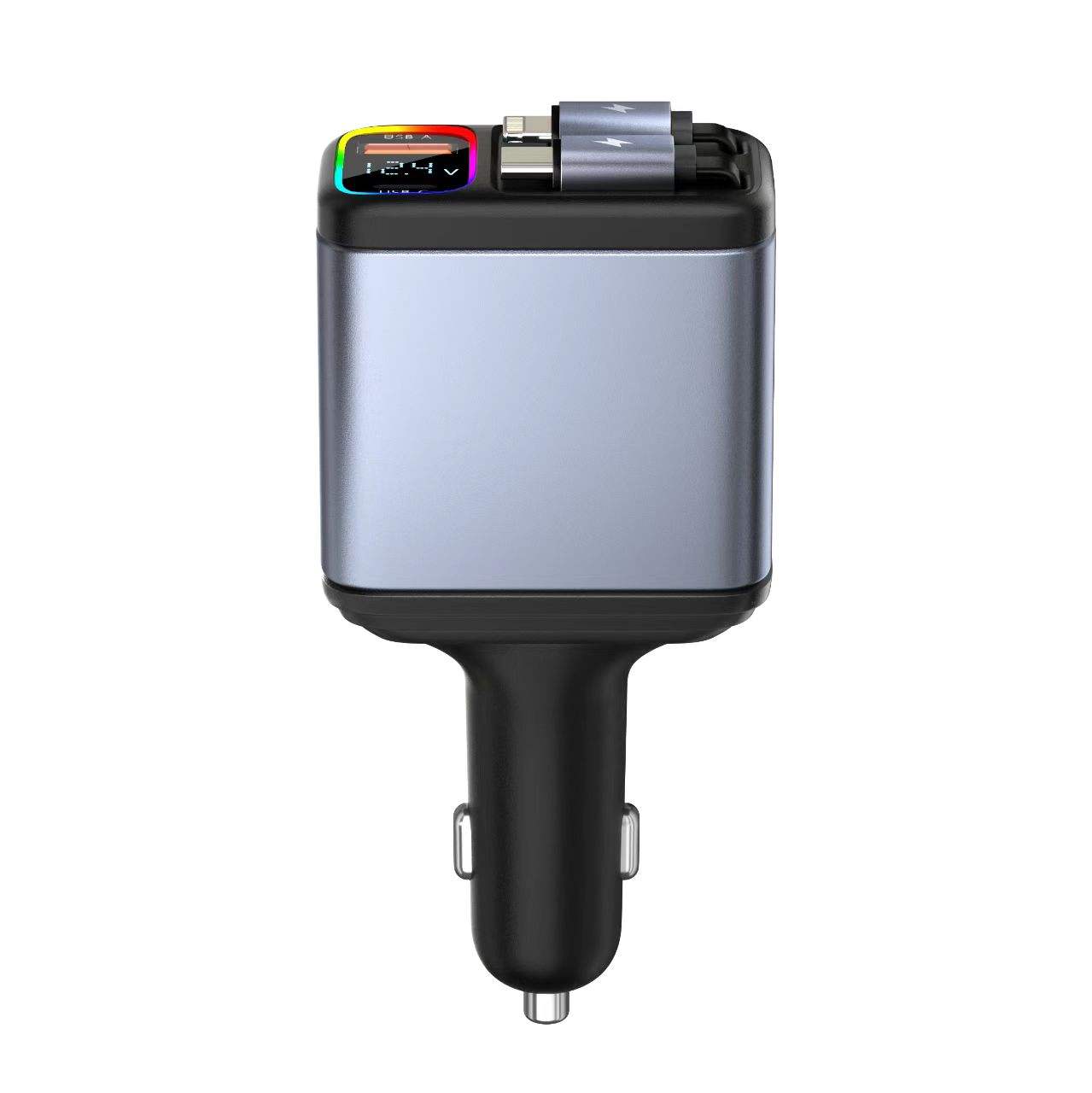 120W PD Fast Charging 4-in-1 Portable USB Type C Retractable Car Charger with Cables for Laptop - Image 4