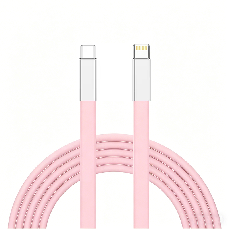 Super Fast Charging Dual USB-C to Type-C 1m Silicone Flat Cable 6A Fast Charger for iPhone Mobile Phone/Tablet - Image 6